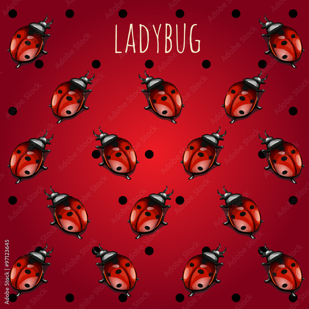 Red background with ladybug