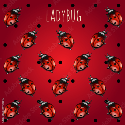 Red background with ladybug