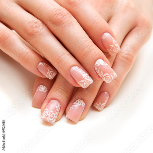 Beautiful fingers with french manicure