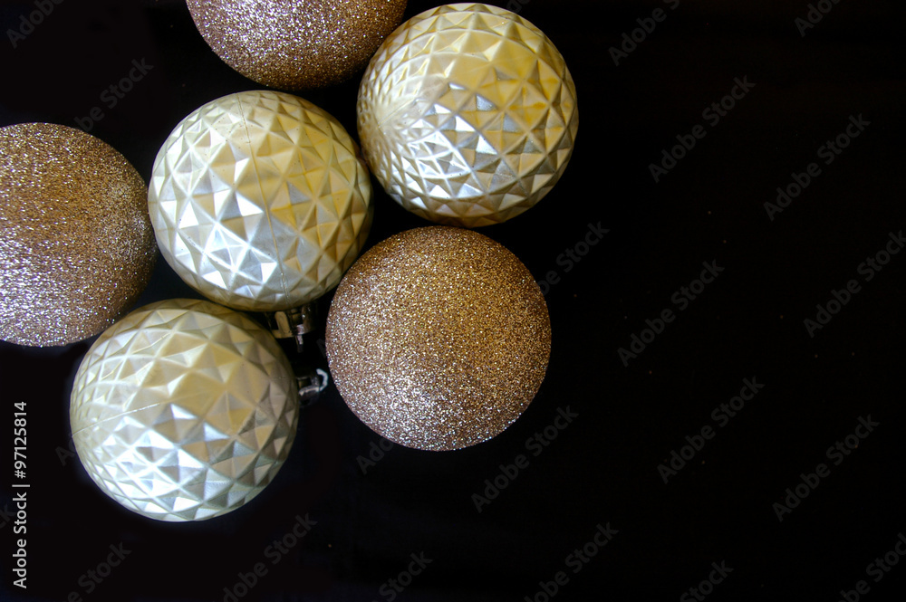 Glitter and studded texture Christmas baubles