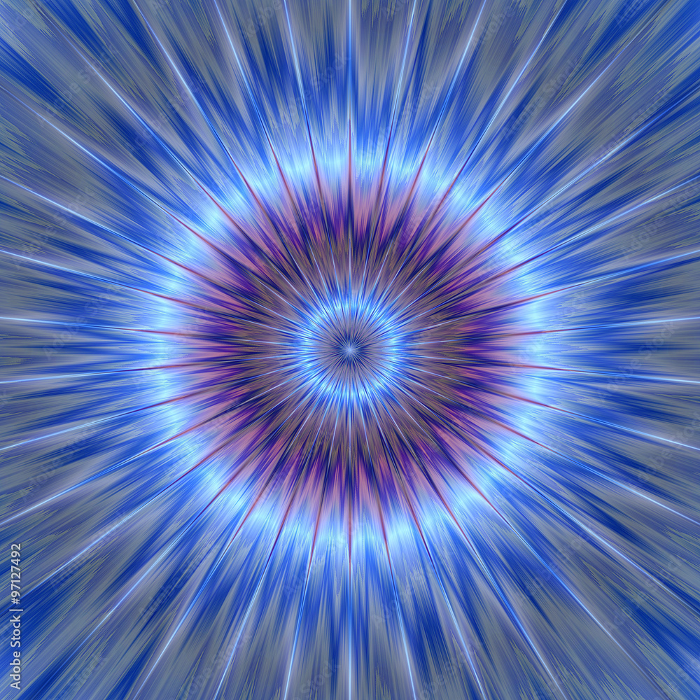 Abstract lighting blue and purple circular object with rays resembling an explosion Abstract lighting blue and purple circular object with rays resembling an explosion