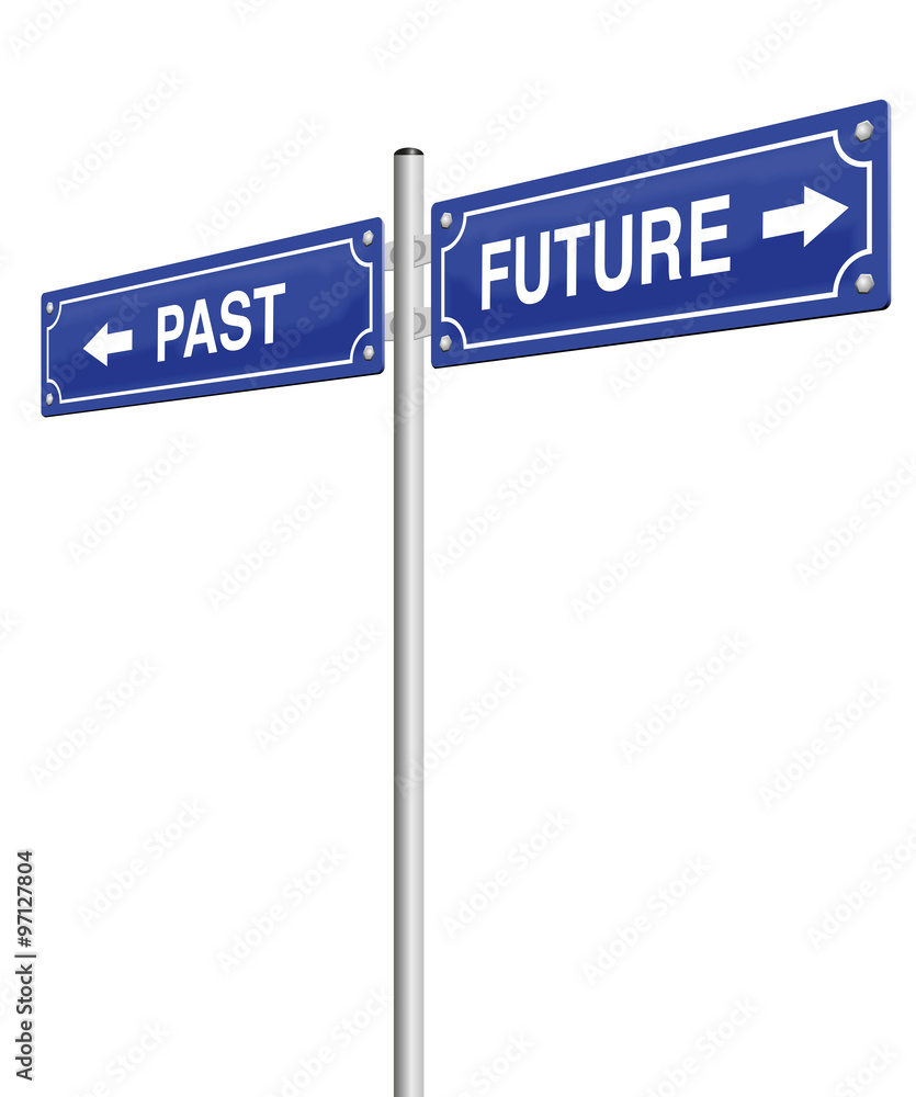 PAST and FUTURE, written on two signposts. Isolated vector illustration over white background. PAST and FUTURE, written on two signposts. Isolated vector illustration over white background.