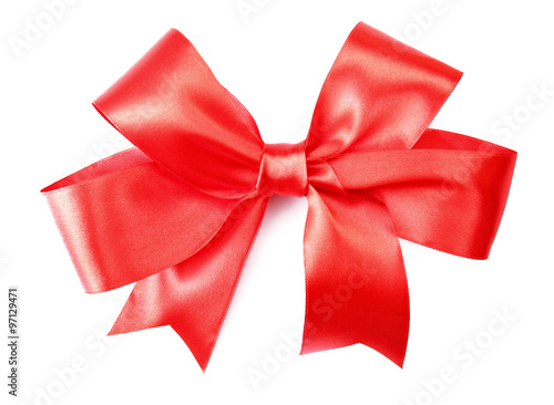 Big red bow isolated on white background