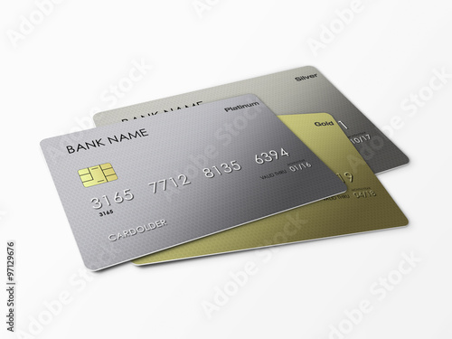Credit cards isolated over white background