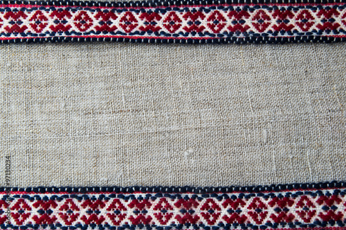 Etno folk frame pattern - linen photo