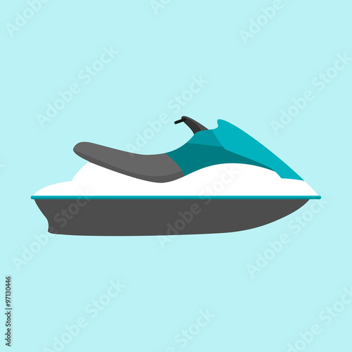White luxury water jetski  in flat style