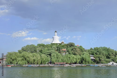 Beihai Park with the famous white Stupa, Beijing, China