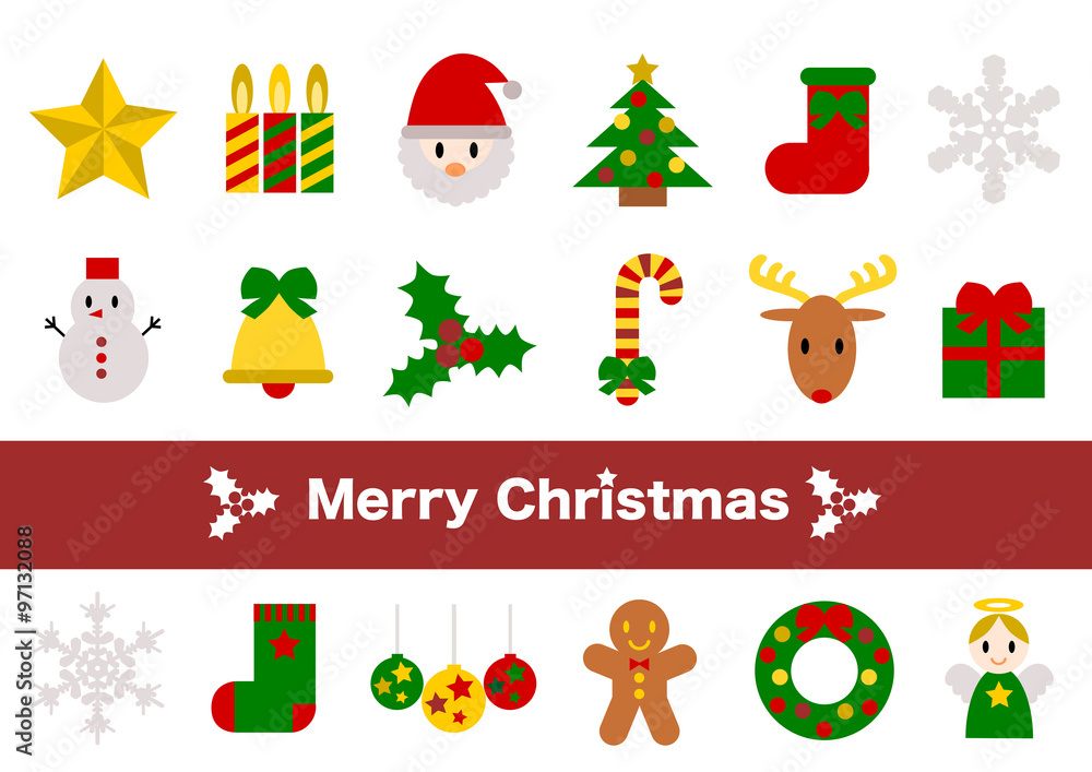 Naklejka premium クリスマスのアイコンセット