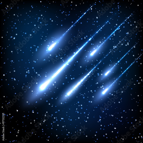 Blue night sky with shooting stars