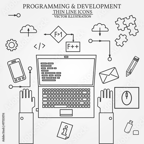 Thin line design of cloud computing technology, wireless communi