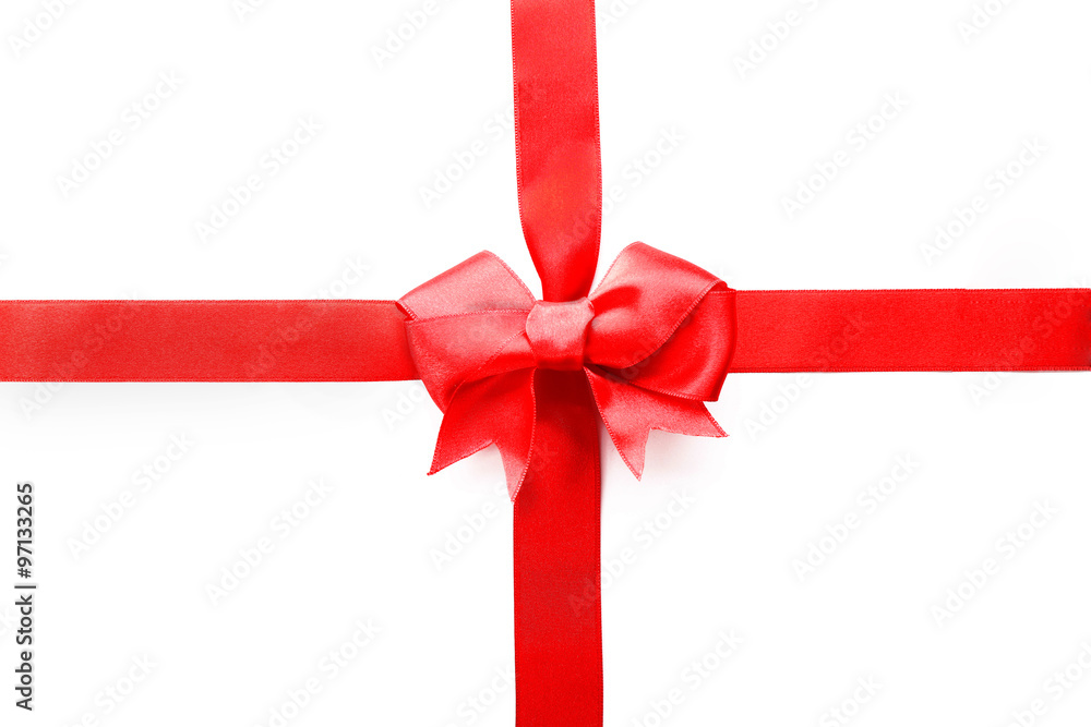 Two ribbons and bow, isolated on white Two ribbons and bow, isolated on white