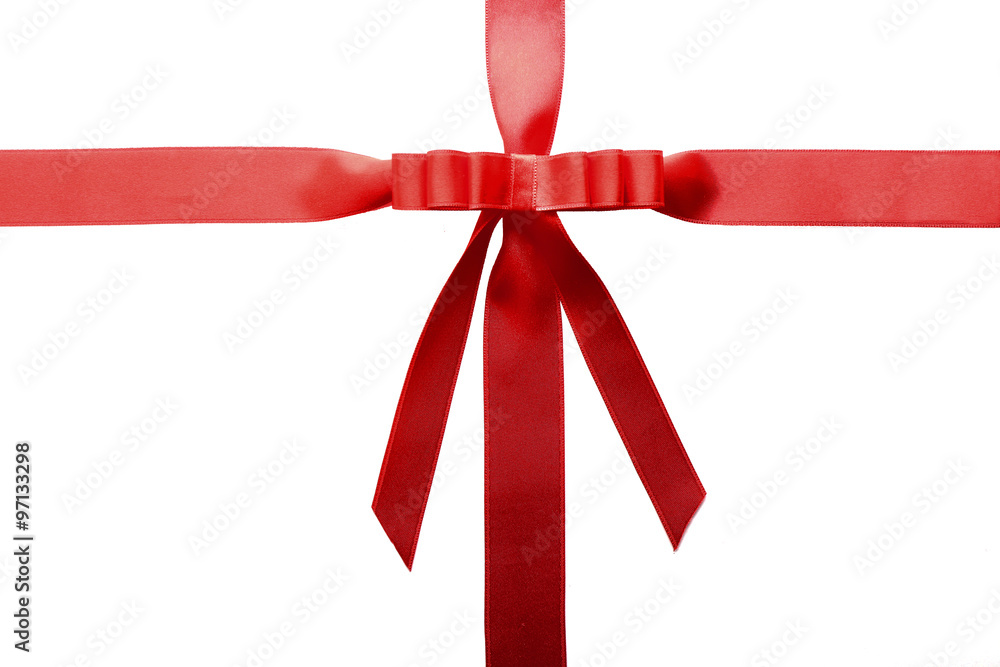 Two ribbons and bow, isolated on white Two ribbons and bow, isolated on white