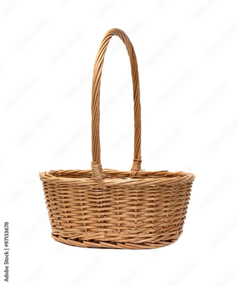 wicker basket isolated on white background