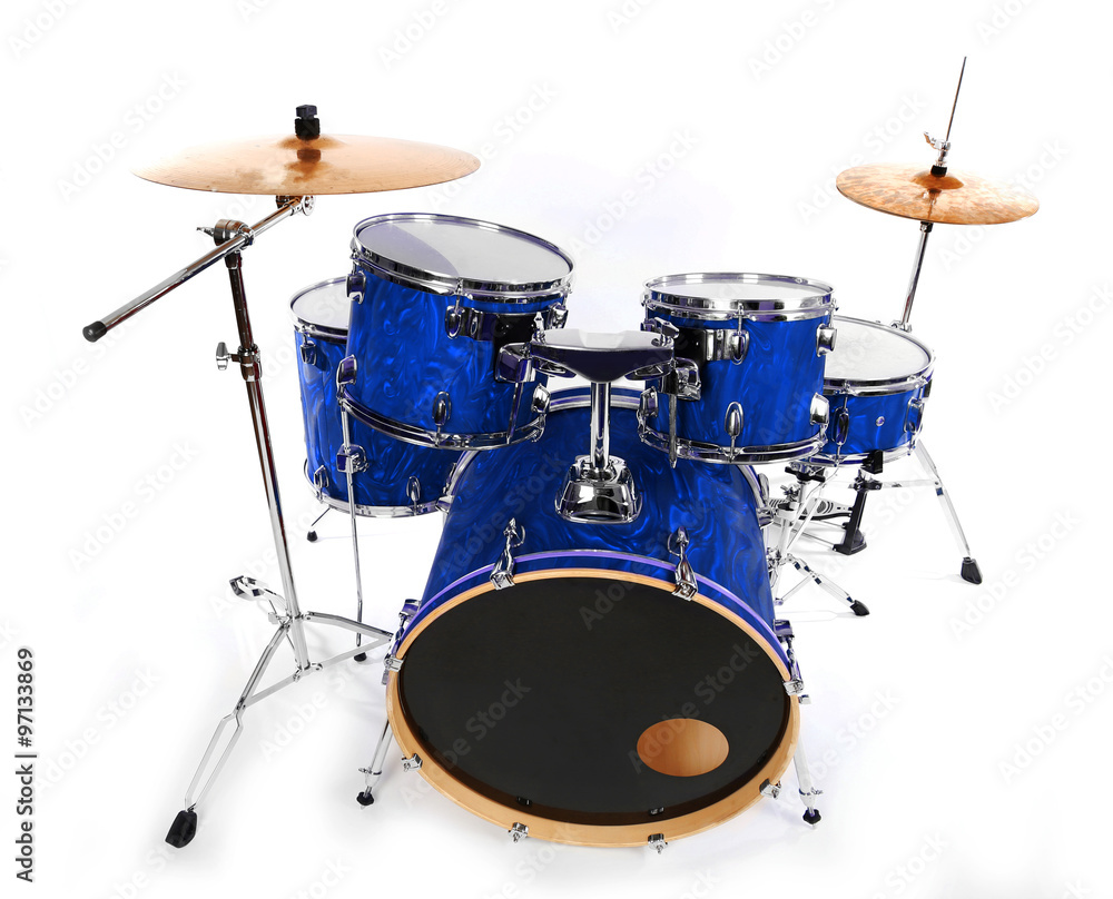 Set of drums isolated on white background