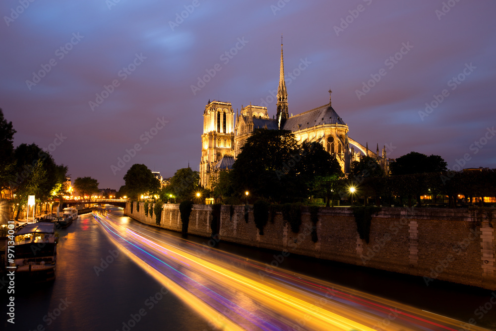 Notre Dame de Paris at Dusk, France