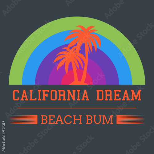 california dream typography, t-shirt graphics. vector illustrati