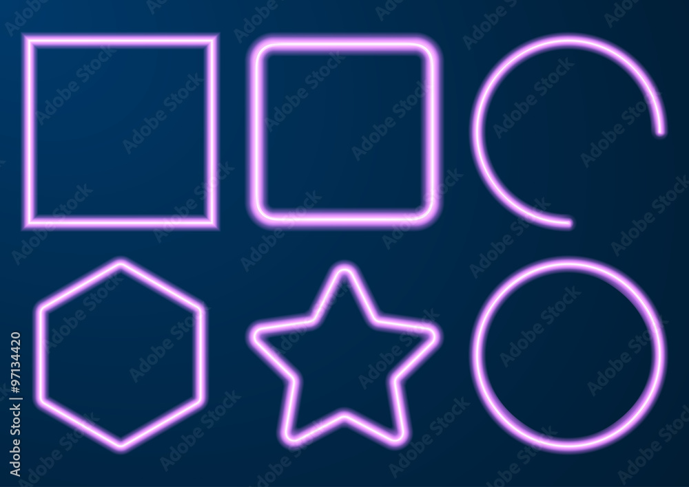 Vector illustration of a set of neon figures Vector illustration of a set of neon figures