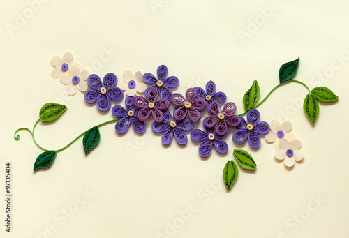 composition of handmade quilling flowers