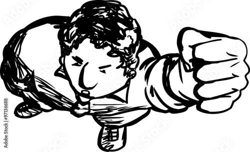 Annoyed Man Looking Up Outline