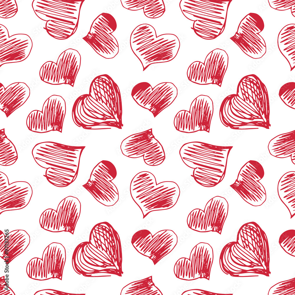 Seamless pattern with hand drawn heart shapes Seamless pattern with hand drawn heart shapes