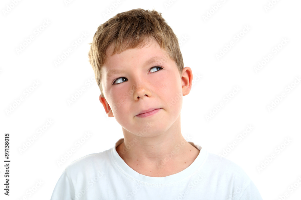 Portrait of happy little boy on white background Portrait of happy little boy on white background