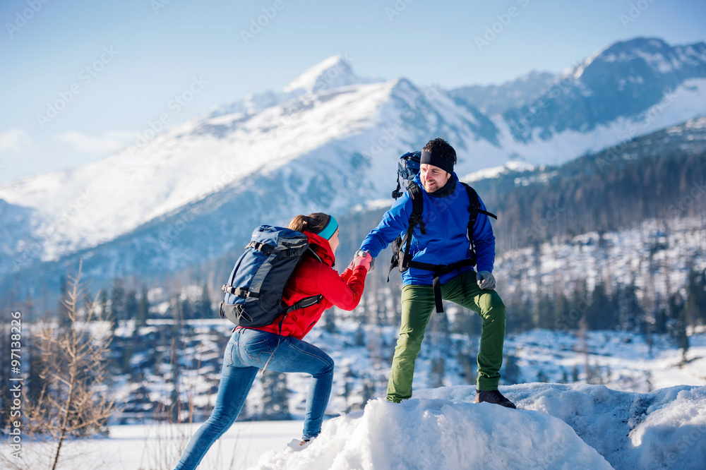 Young couple on a hike