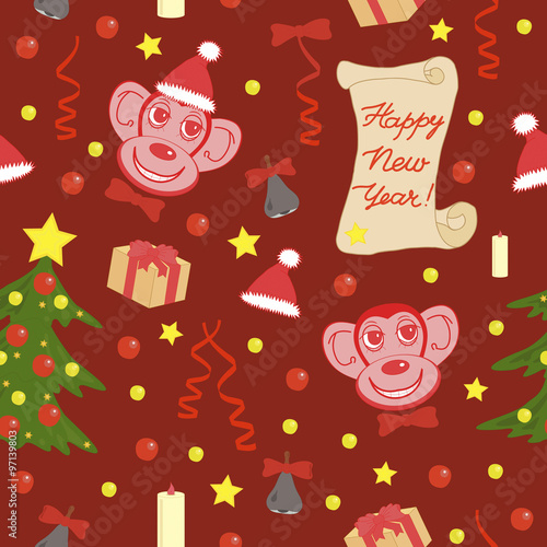 Lovely seamless  pattern of  New Year. Endless background.