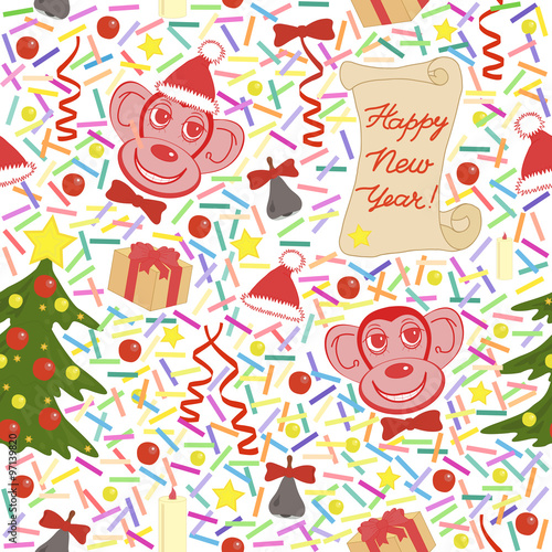 Lovely seamless  pattern of  New Year. Endless background.