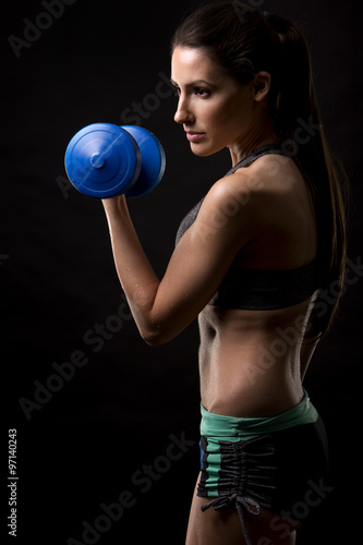 fitness woman on black background