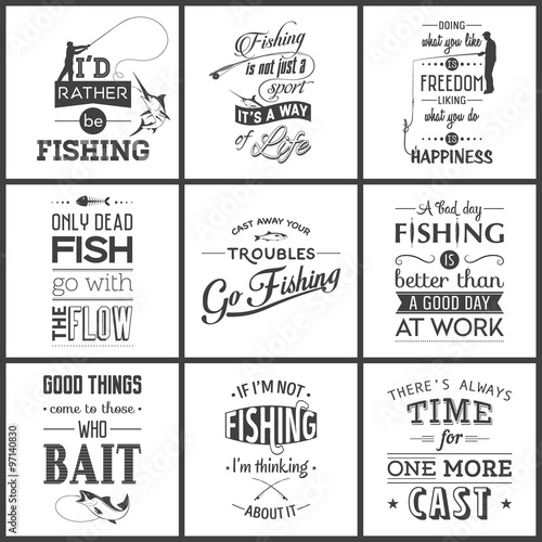 Set of vintage fishing typographic quotes