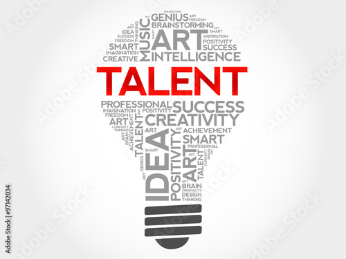 Talent bulb word cloud concept photo