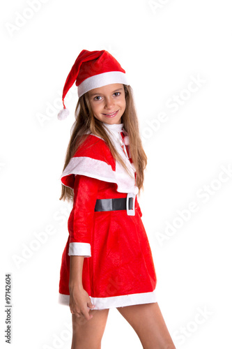 Cute girl wearing Santa Claus clothes