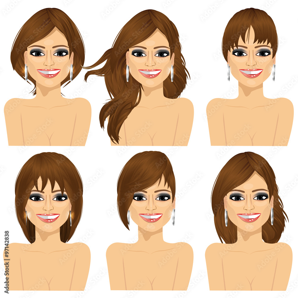girl with collection of different hairstyles girl with collection of different hairstyles