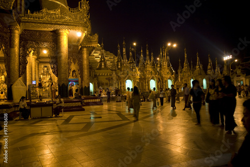 YANGON, MYANMAR - FEB 19 : The atmosphere of Shwedagon Pagoda on