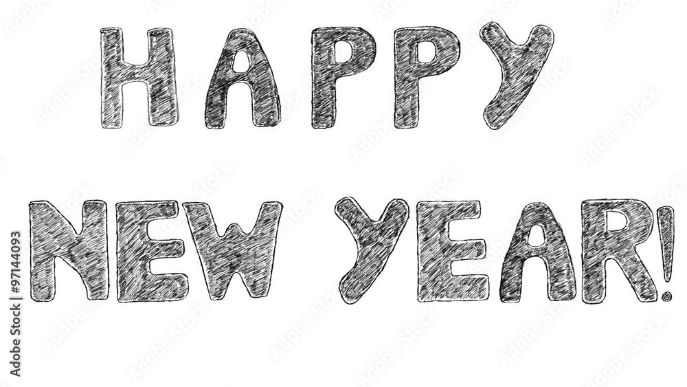 Happy New Year Real Hand-Drawn Animation Eight Letters Happy New Year Real Hand-Drawn Animation Eight Letters