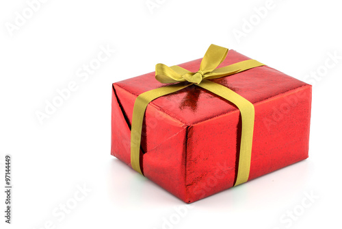 Red gift box, concept new year and christmas day, clipping part