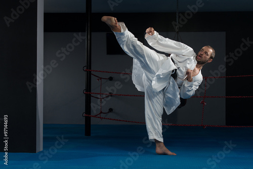 Black Belt Karate Expert With Fight Stance