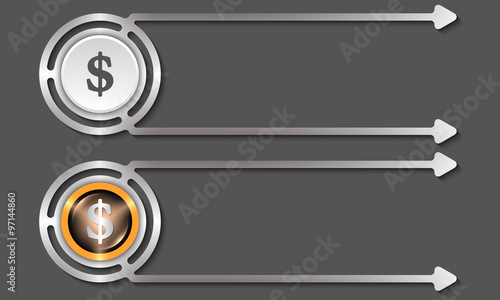 Silver abstract boxes for your text and dollar icon