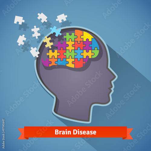 Alzheimer brain disease, mental problems concept