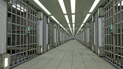 Fotografie 3d futuristic interior jail