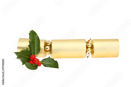 Christmas cracker and holly