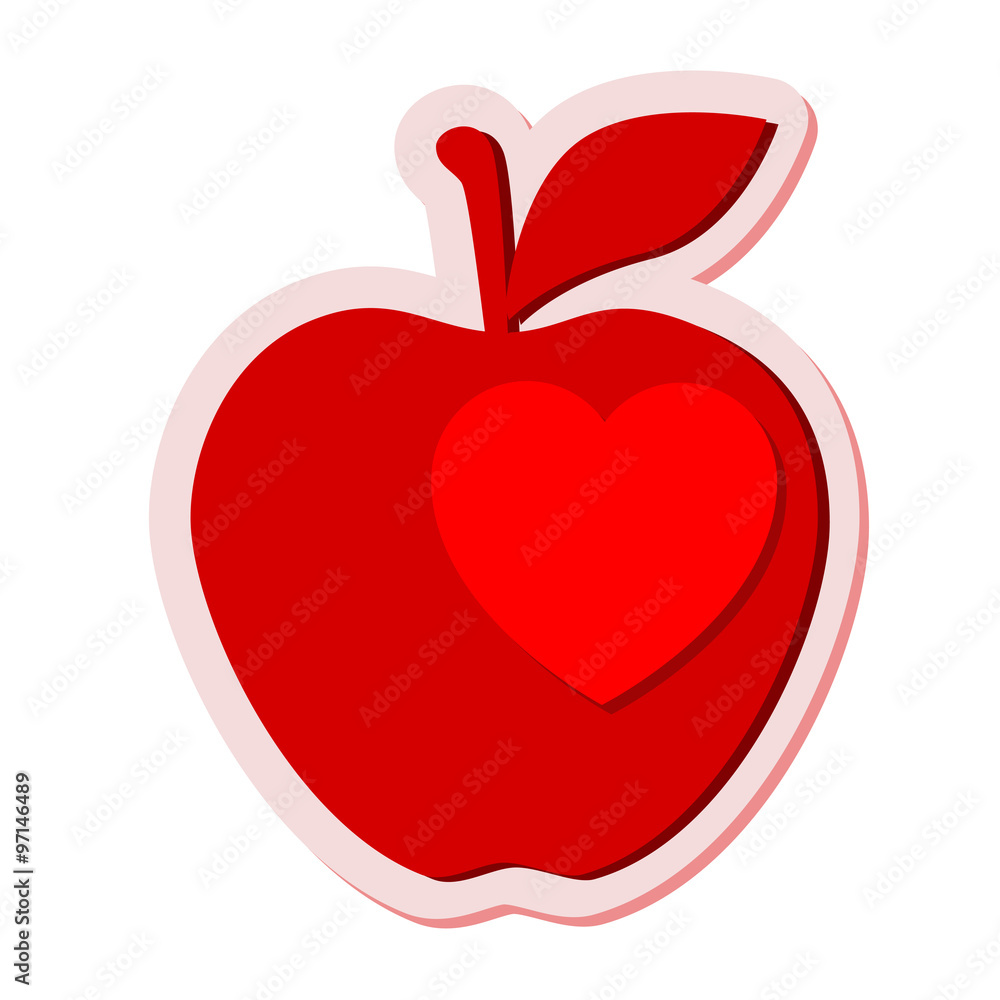 Fototapeta premium Icono plano corazon en manzana #1