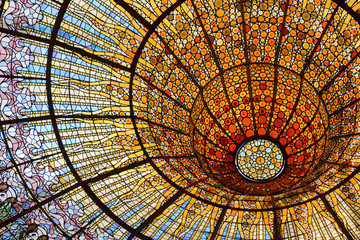 Leinwandbilder Buntglas Glasdach der Verrière in Barcelona  © ndupond
