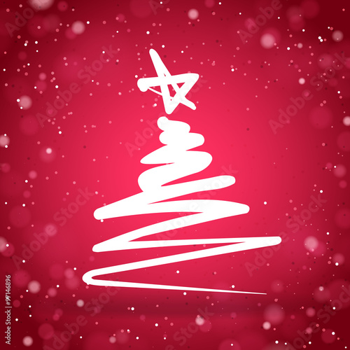 Christmas tree with red sparkling background
