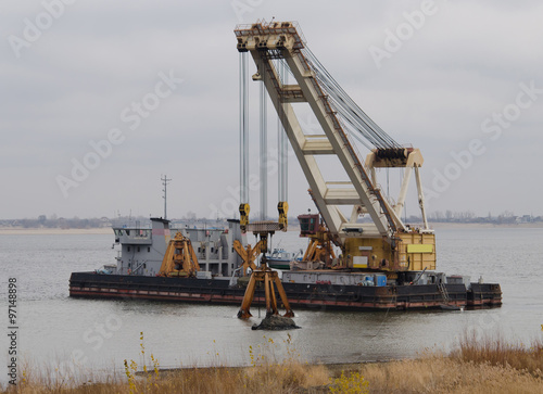 Wallpaper Mural Dredger ship on the river Torontodigital.ca