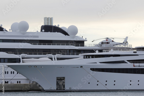 Large yachts with helicopter