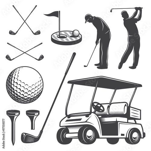 Slika na platnu Set of vintage golf elements
