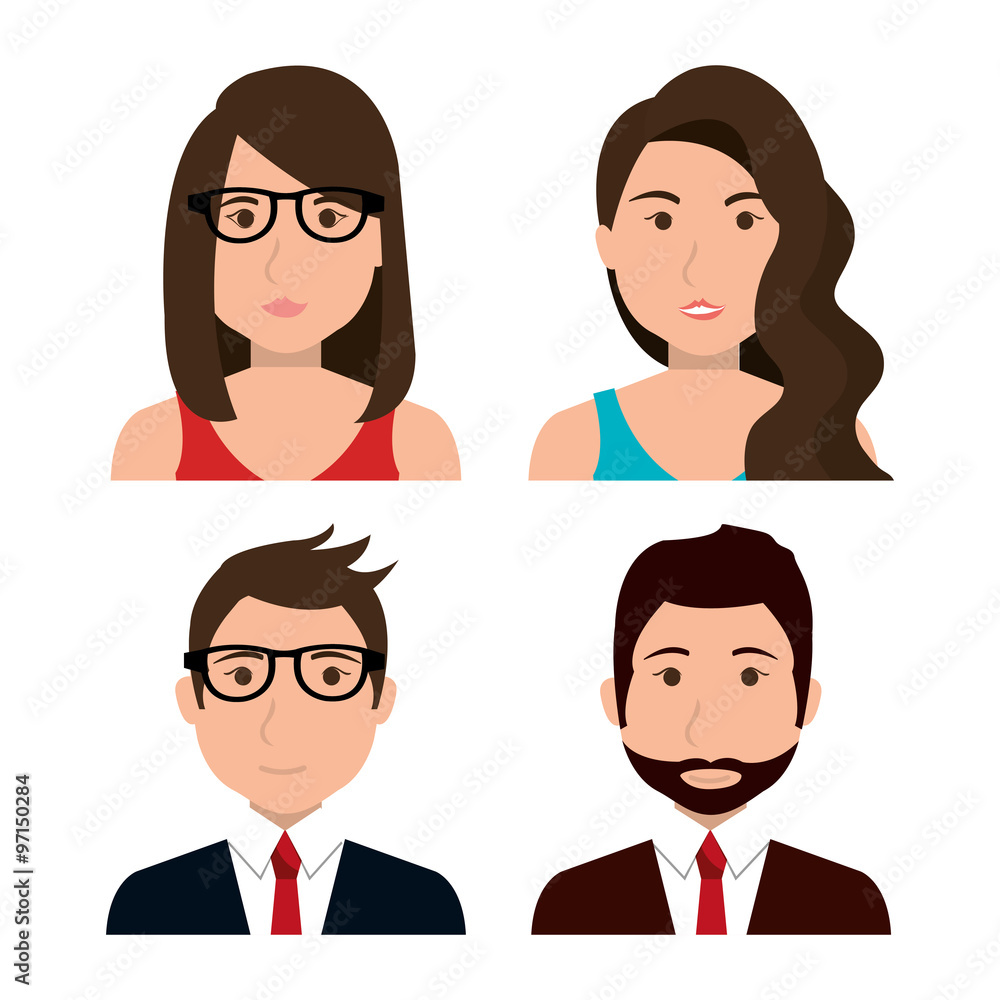Business people with icons graphic design Business people with icons graphic design