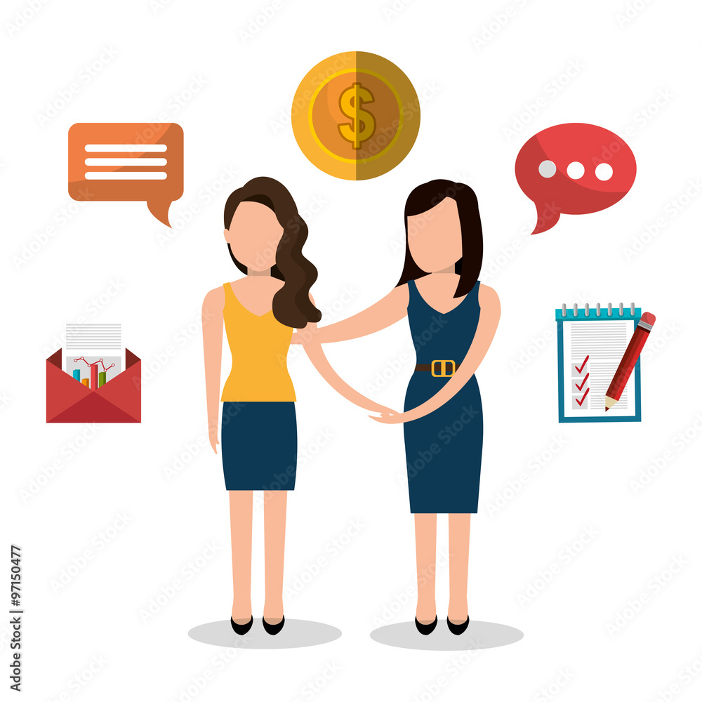 Business people with icons graphic design Business people with icons graphic design