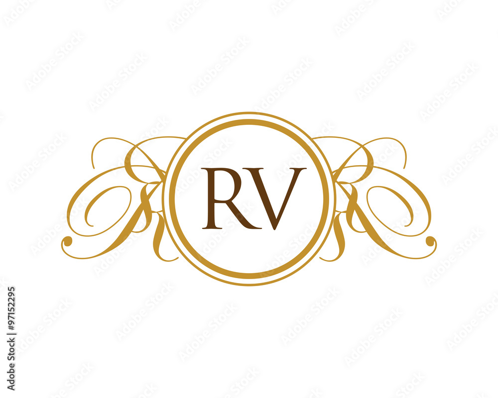 RV Luxury Ornament Initial Logo RV Luxury Ornament Initial Logo